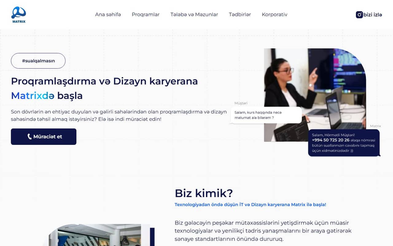 Matrix Academy website
